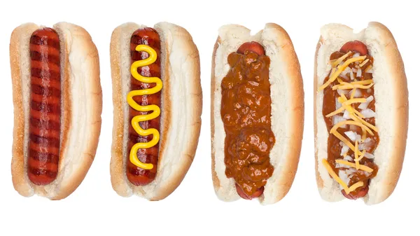 Collectie van hotdogs — Stockfoto