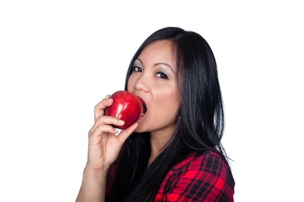 Asian woman and apple — Stock Photo, Image