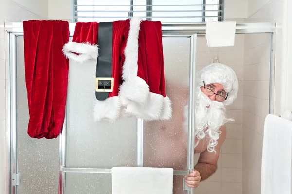 Santa Claus Showering — Stock Photo, Image