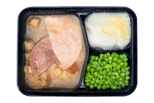Ham and turkey TV dinner — Stock Photo, Image