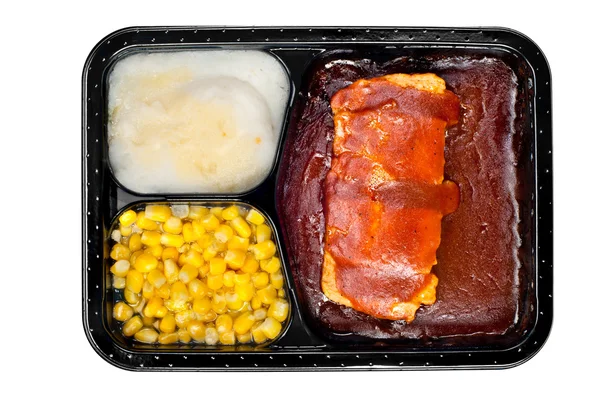 TV dinner of ribs — Stock Photo, Image