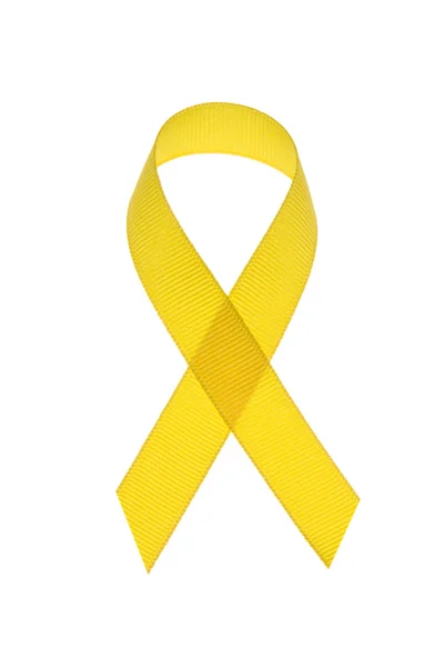 Yellow cancer awareness ribbon — Stock Photo, Image