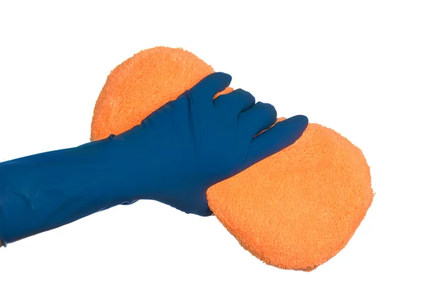 Gloves and sponge — Stock Photo, Image