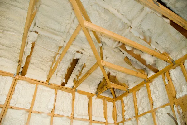 Newly sprayed insulation — Stock Photo, Image
