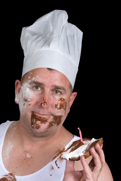 Verjaardag chef-kok en verbrande toast — Stockfoto