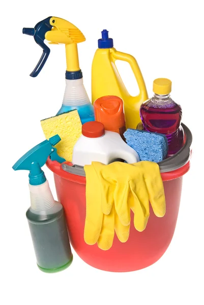 Bucket of cleaning supplies — Stock Photo, Image