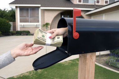 Mailbox handing over money clipart