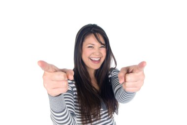 A young woman pointing clipart