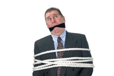 A tied up businessman clipart