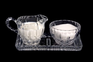 Cream and sugar crystal dishes clipart