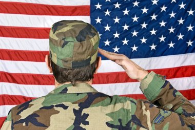 Saluting the American Flag clipart