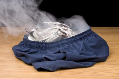 Smoking shorts and tennis shoes clipart