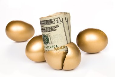 Hatched golden egg with cash clipart