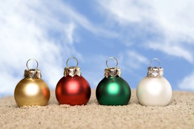 Christmas ornaments on the beach clipart