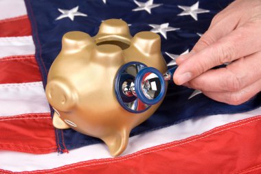 Dead piggy bank in tough economic times clipart
