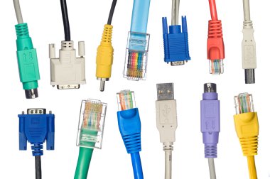 Assortment of computer cables clipart