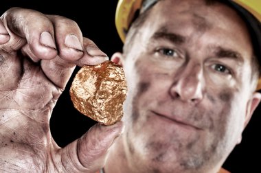 Gold miner with nugget clipart