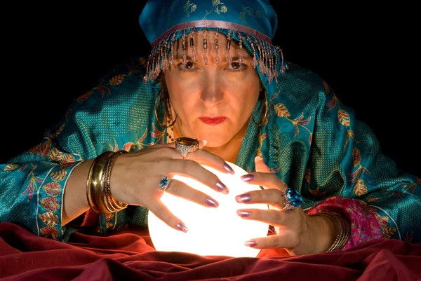 Fortune Teller and Crystal Ball — Stock Photo, Image