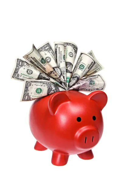 Piggy banco com dinheiro — Fotografia de Stock