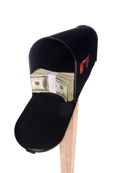 Isolated mailbox with money — Stock Photo, Image