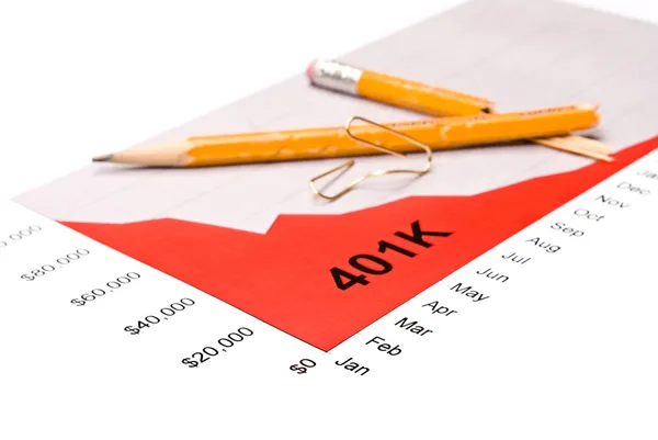 Gráfico de desempenho 401K — Fotografia de Stock