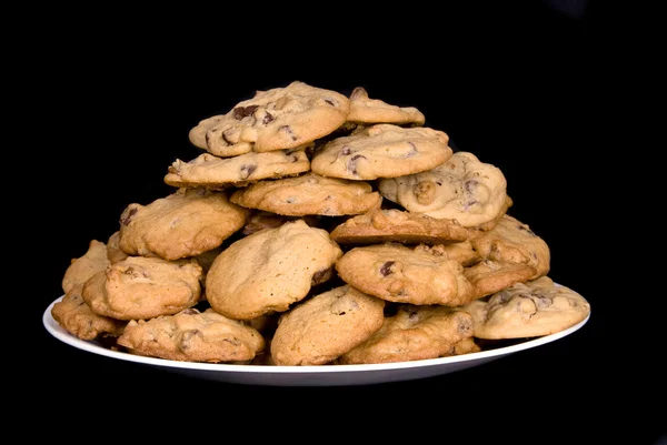 Plate of chocolate chip cookies — Stock Photo, Image