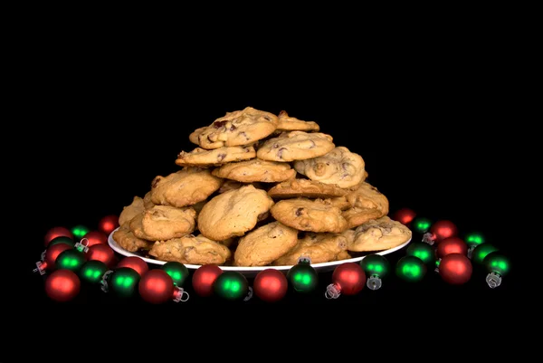 Plate of Christmas Chocolate Chip Cookies — Stock Photo, Image