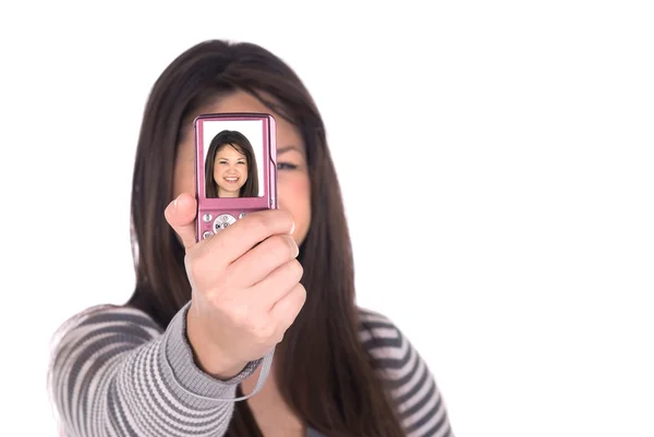 Teenager taking a self portrait — Stock Photo, Image