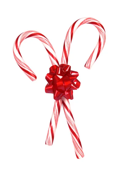 Candy canes with bow — Stock Photo, Image