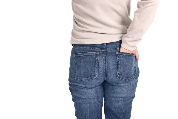 Calça jeans azul e mulher — Fotografia de Stock