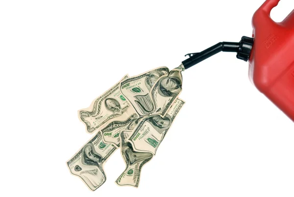 Gas can pouring money — Stock Photo, Image