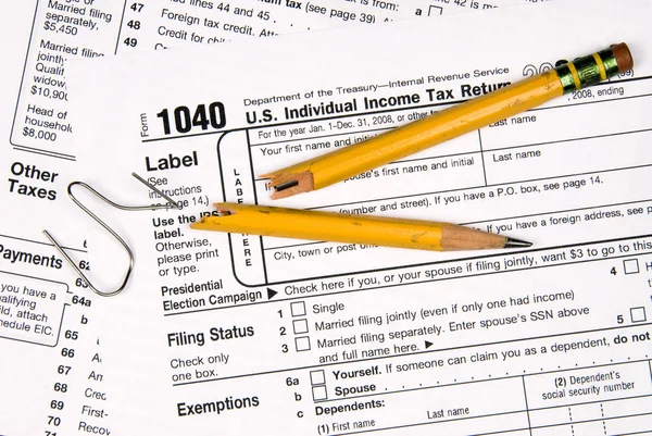 Tax forms and frustration — Stock Photo, Image