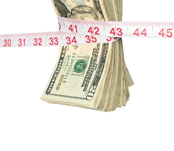 Bundle of cash getting squeezed — Stock Photo, Image
