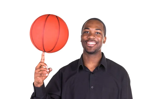 Uomo afroamericano e basket — Foto Stock
