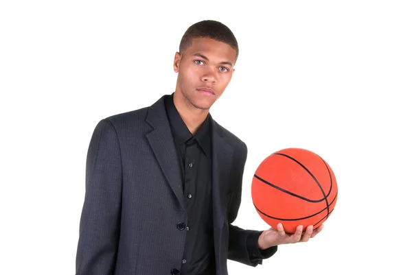 African American holding basketball — Stock Photo, Image