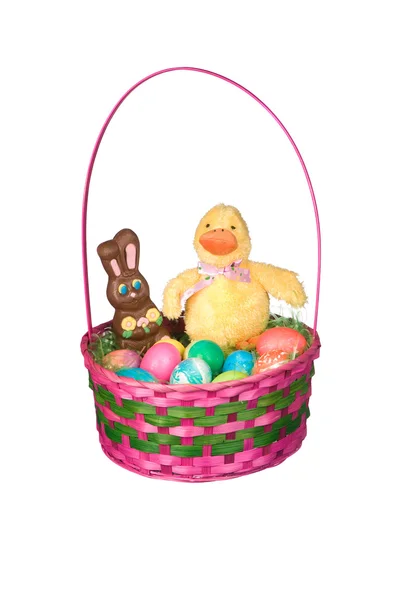 stock image Easter basket with eggs and candy