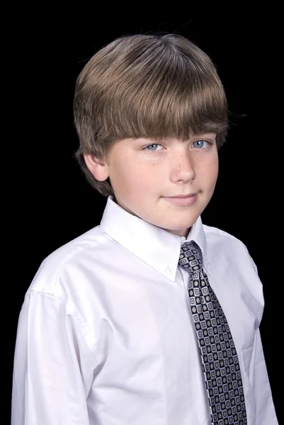 Podobizna chlapce s šaty košile a kravata — Stock fotografie