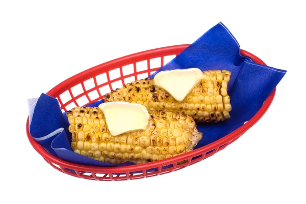 Kukorica a cob kosár — Stock Fotó