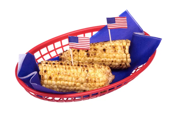 Július negyedik kukorica a cob — Stock Fotó