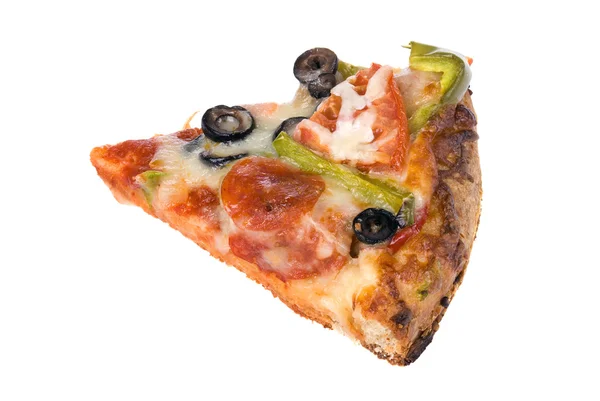 Fatia de pizza com os trabalhos — Fotografia de Stock