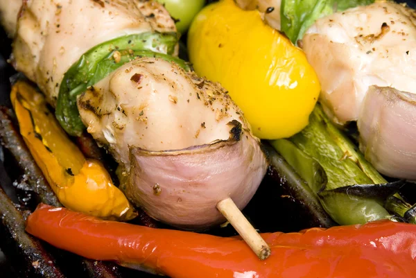 Chicken kebab being barbecued — Stock Photo, Image