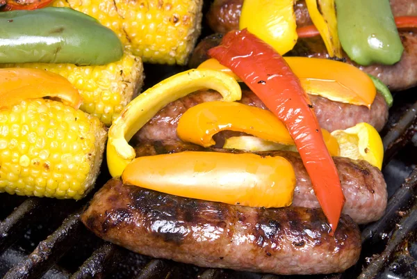 Beer bratwurst being barbecued — Stock Photo, Image