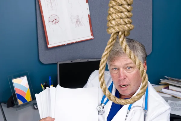 Doctor and noose with reform bill — Stock Photo, Image