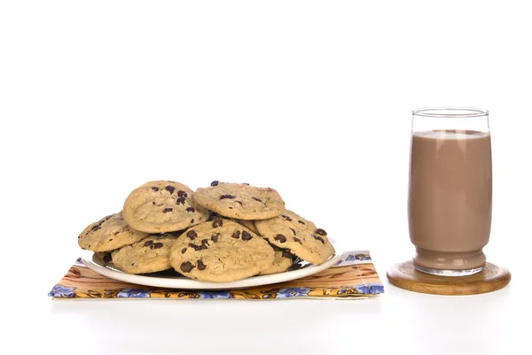 Čokoláda čip cookies a mléko — Stock fotografie