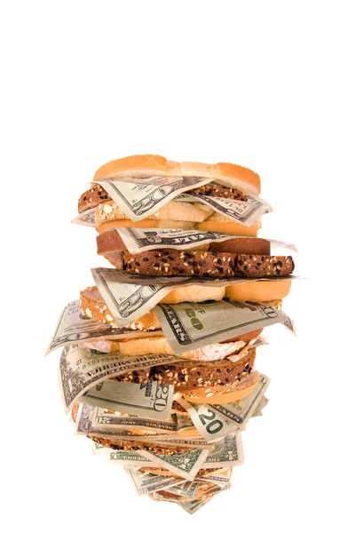 Geld sandwich — Stockfoto