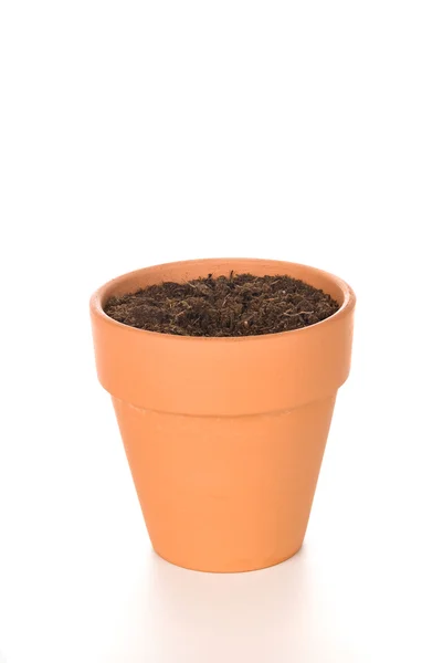 Clay Flower Pot with Soil — Zdjęcie stockowe