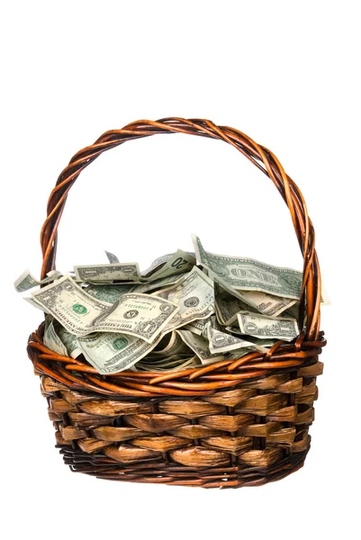 Basket full of cash — Zdjęcie stockowe