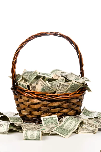 Basket of cash — Stock Photo, Image