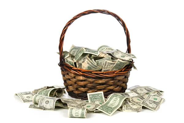 Basket of cash — Stock Photo, Image