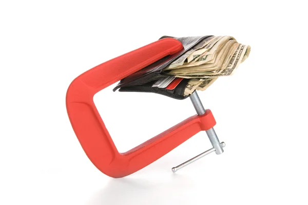 Wallet clamped shut — Stock Photo, Image